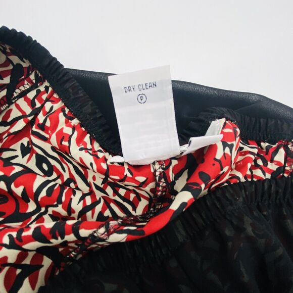 Coldwater Creek Sz L Skirt Sheer Black Overlay Red Office Goth Witchy Pull On - Picture 6 of 6